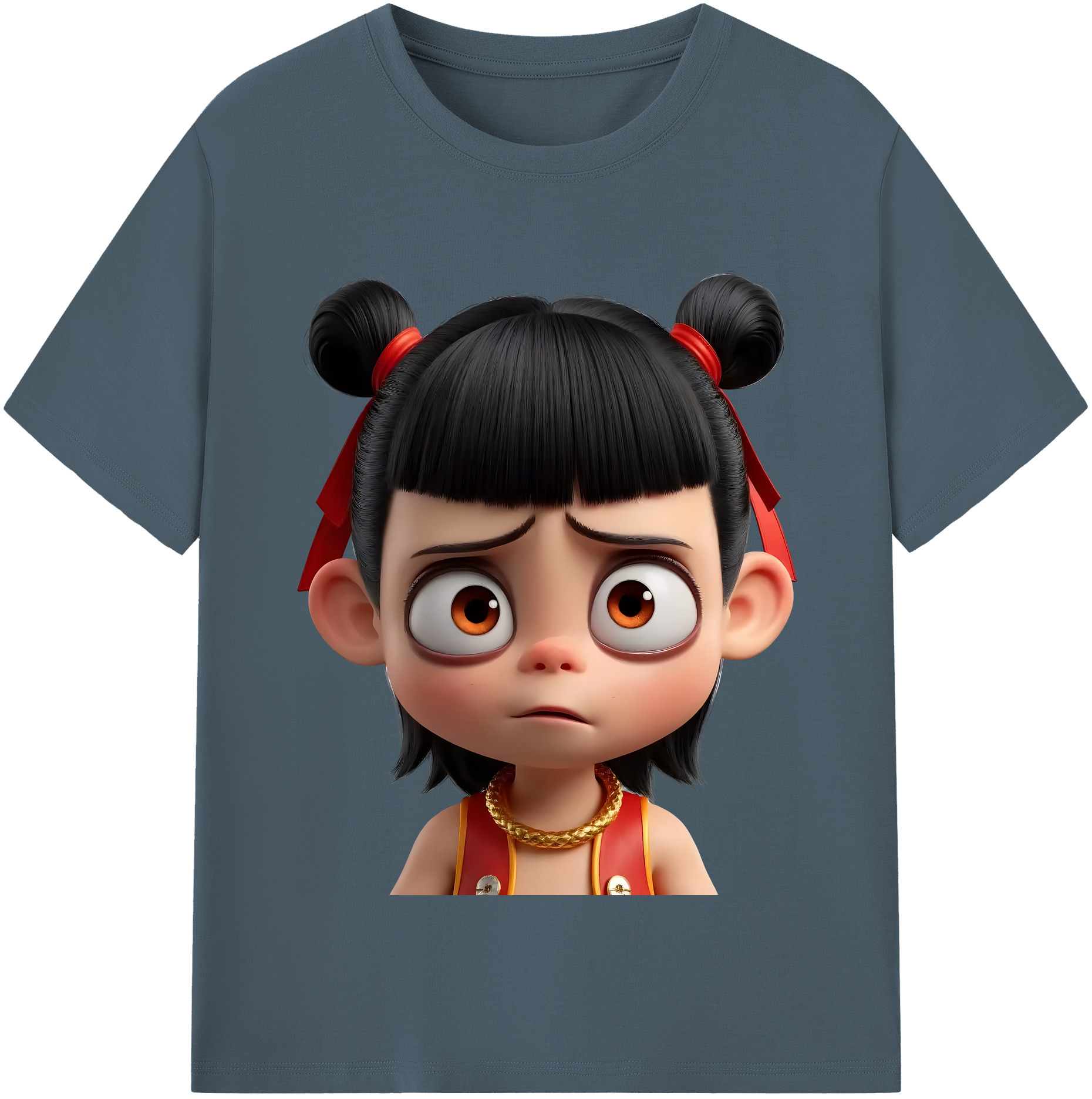 （画像用） Ne Zha 2 ナタ 魔童の大暴れ 綿100％半袖Tシャツ（フロントプリント）